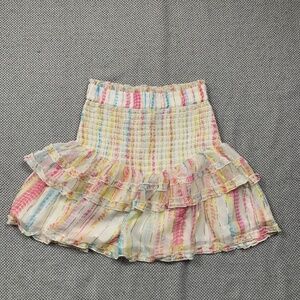 Hermant & Nandita Ann Tiered Tie Dye Tinsel High Waisted Ruffle Mini Skirt S